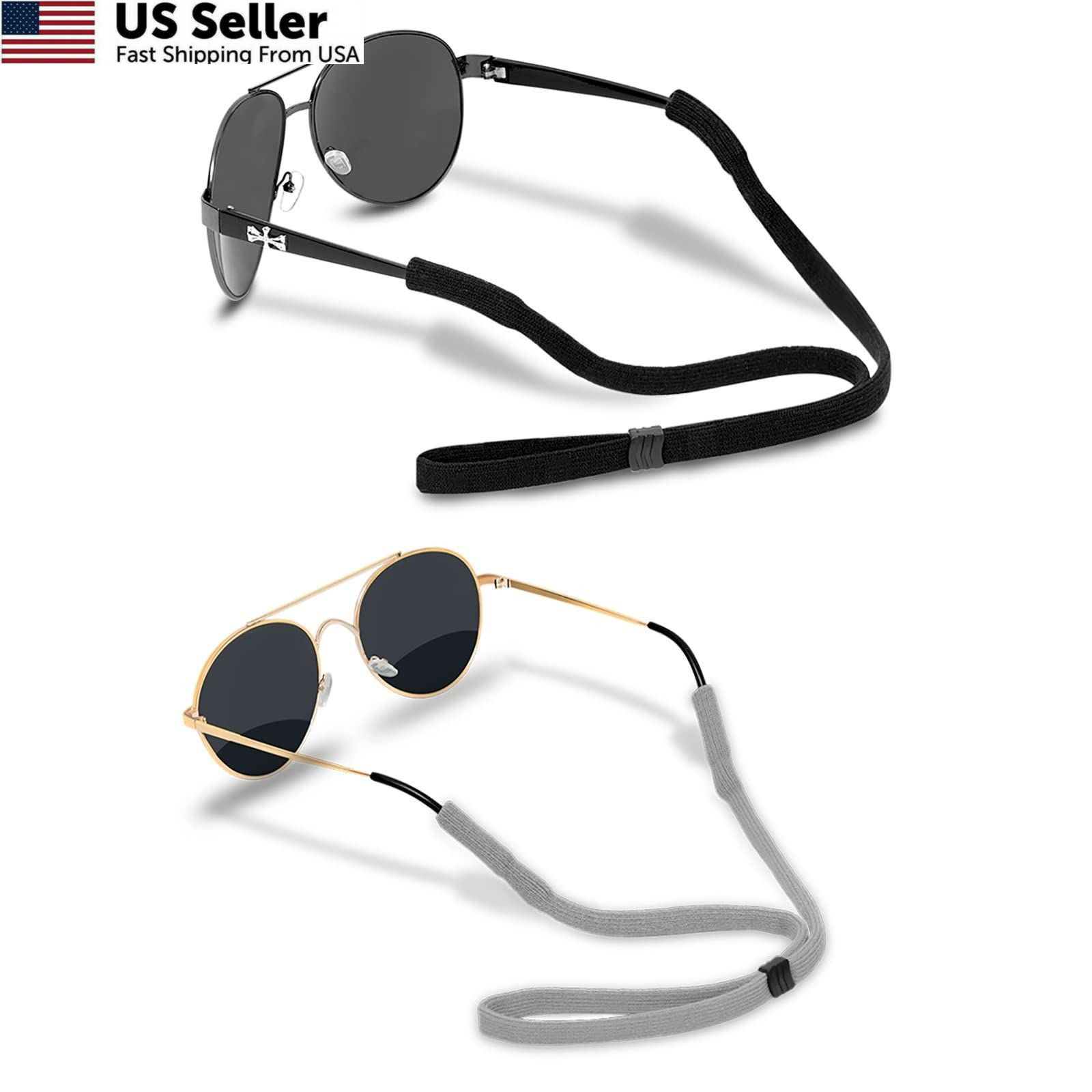 HALF CRESCEN Glasses Strap (2 PCS) Sports 11.8 INCH, 2 Pack（black, Grey）