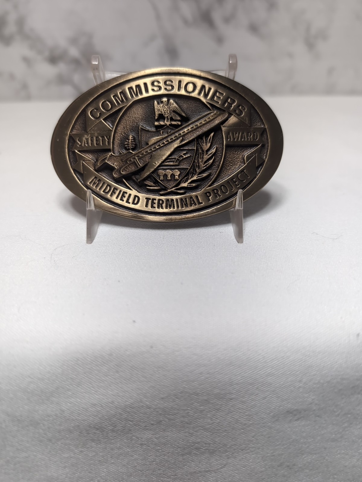 Commissioners Safety Award Midfield Terminal Project Pitts. PA Brass Belt Buckle