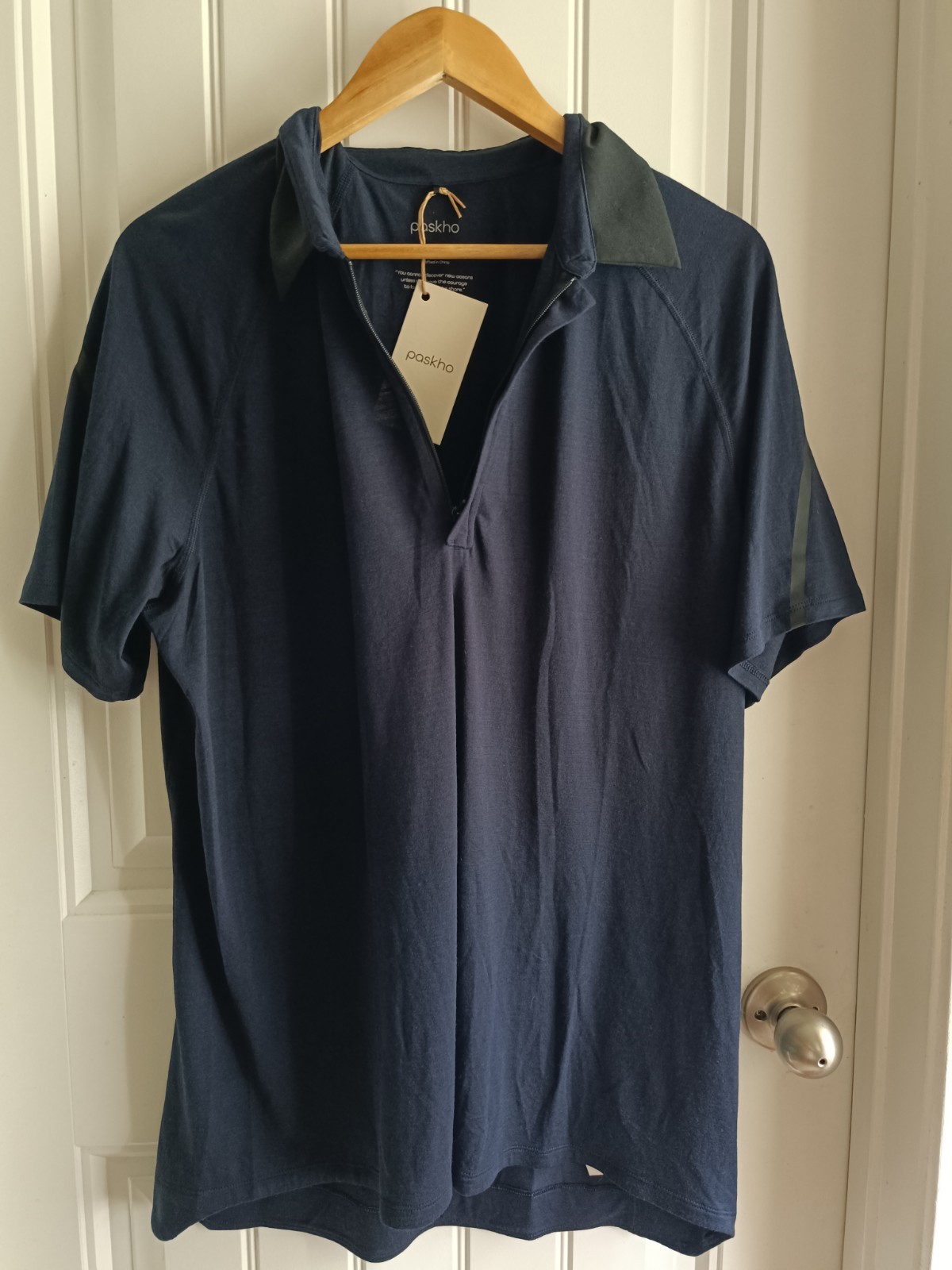 Paskho INNOVATOR LUXURIOUS MERINO SILK TRAVEL POLO Navy Blue XL Men’s 1/4 Zip