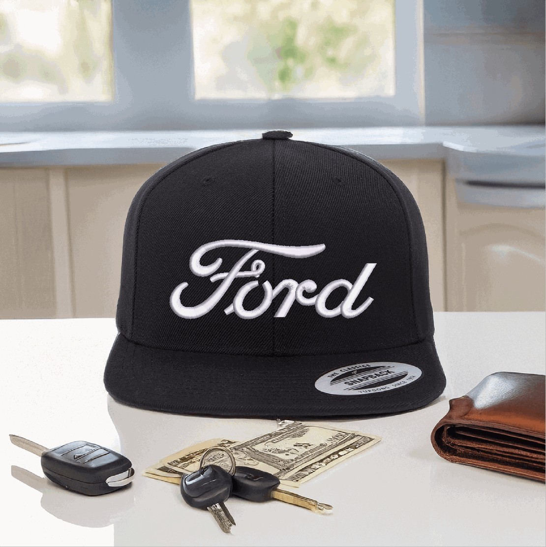 Ford – Custom Made-to-Order Embroidered Flat Bill Snapback Hat