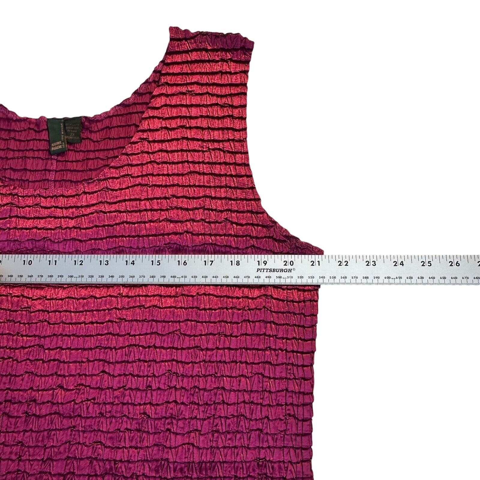 Raspberry lightweight stretchy crinkle tank top shirt by Sere Nade sz 2X