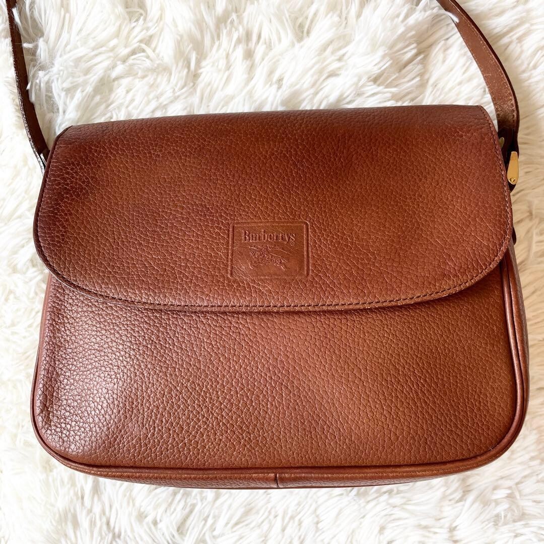 Burberry Brown Leather Nova Check Crossbody Shoulder Bag Vintage Unisex