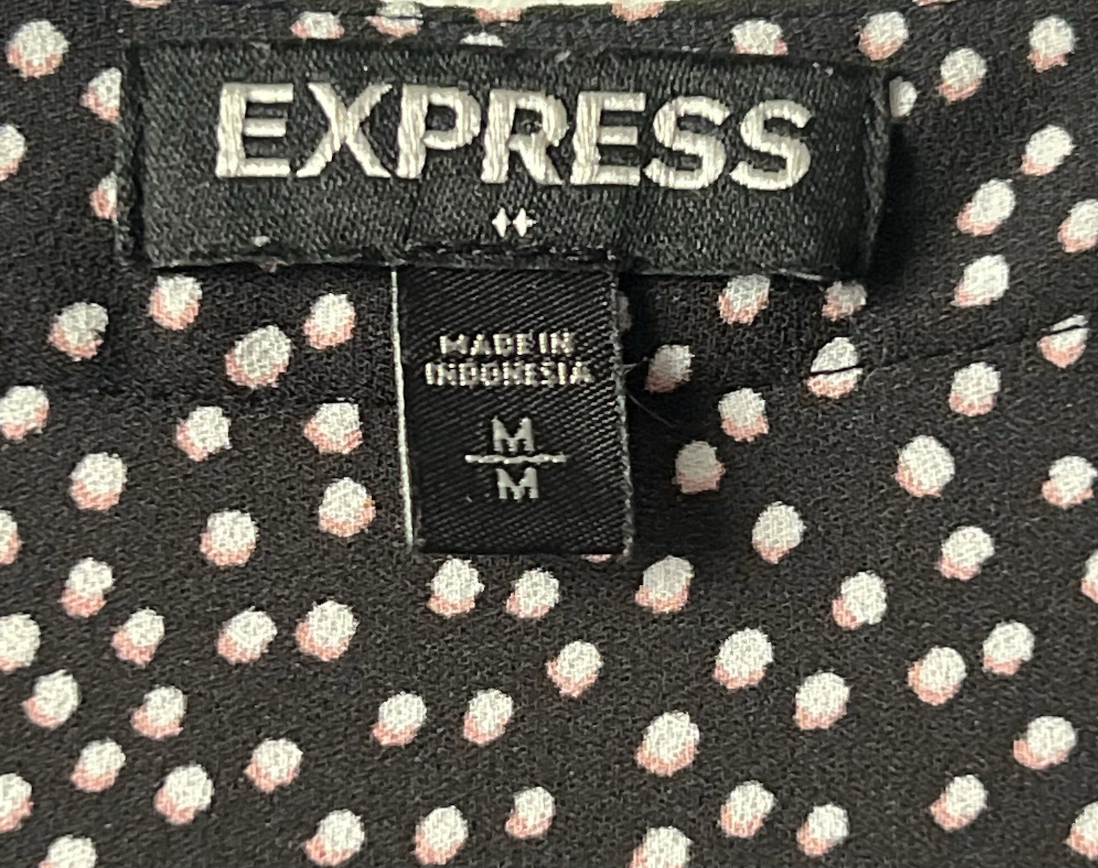 Express Women’s Micro-Dot Lightweight V Neck Adjustable Sleeve Blouse Size M
