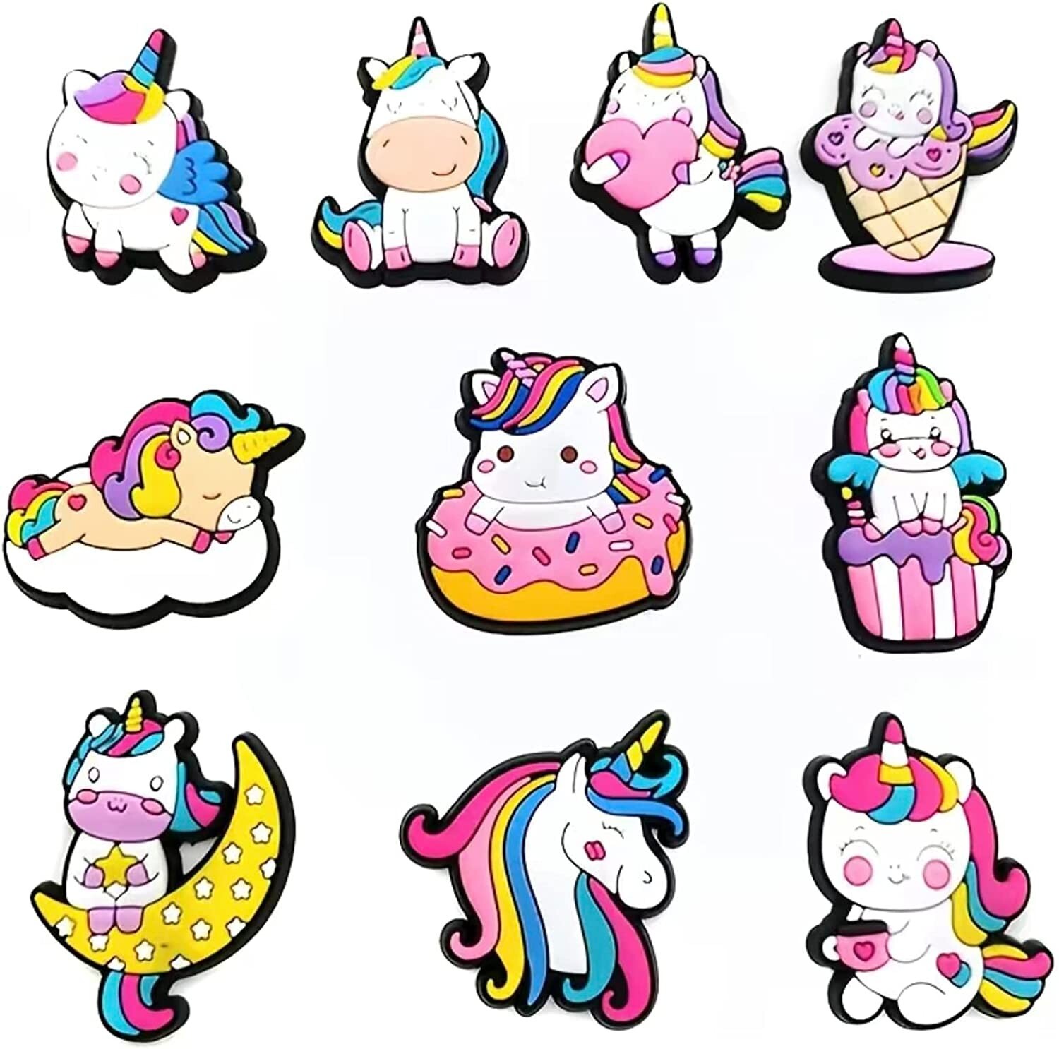 10 PCS Unicorn Croc Charms Decoration, Non-repeating Charms Accessories for Kids