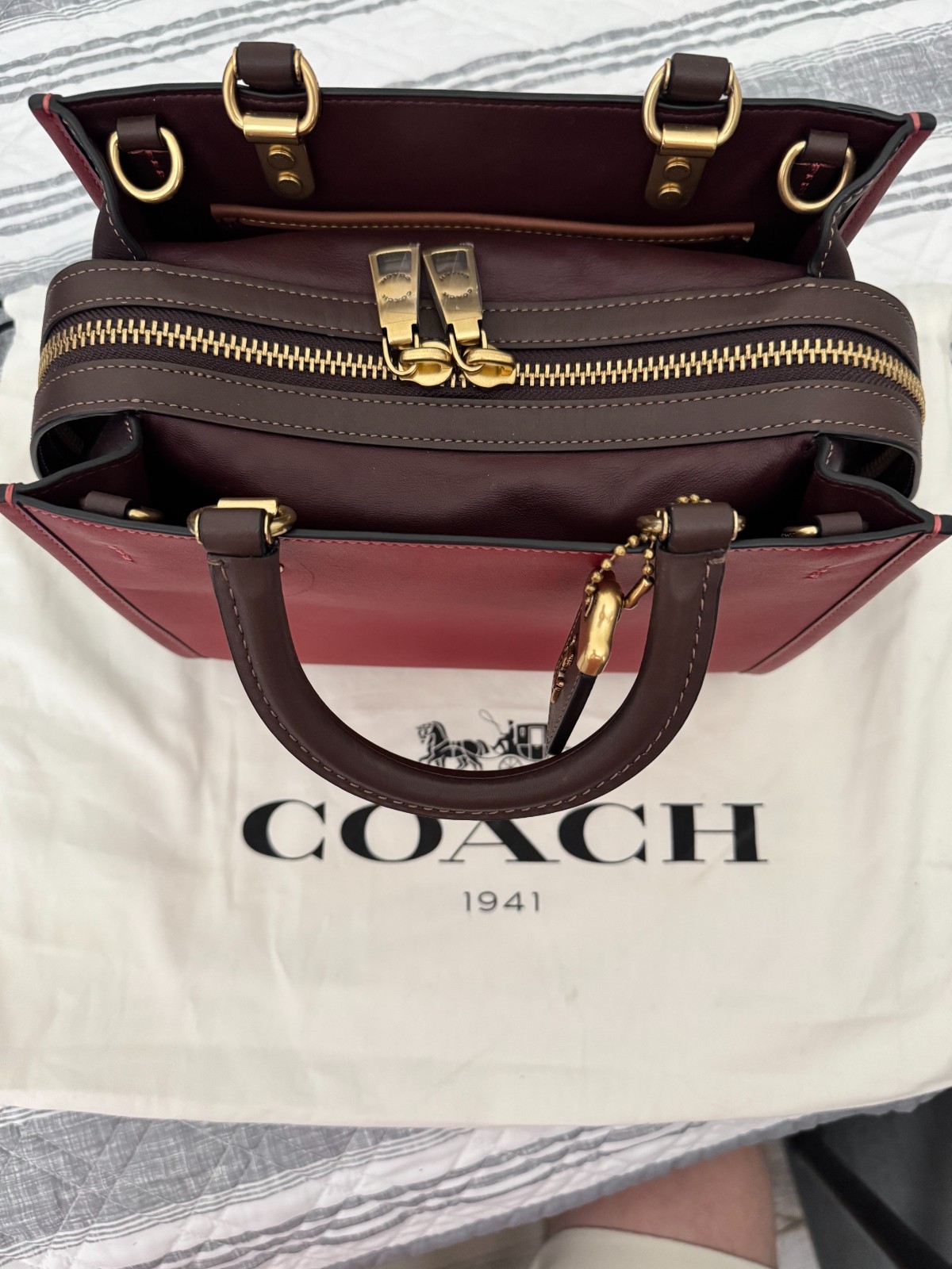 Coach Rogue Bag 25 In Colorblock, Style C6461, B4/Brick Red Multi, New With Tag!