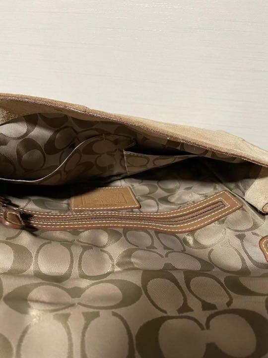 COACH Vintage Beige Suede Shoulder Bag Large A4 Business Tote 29cm 11.4in