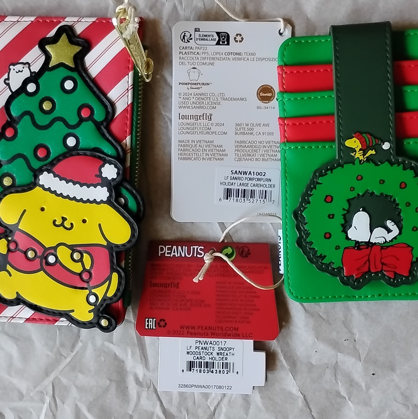 Loungefly Pompompurin Snoopy Woodstock Holiday Zipper Cardholder ID Holder