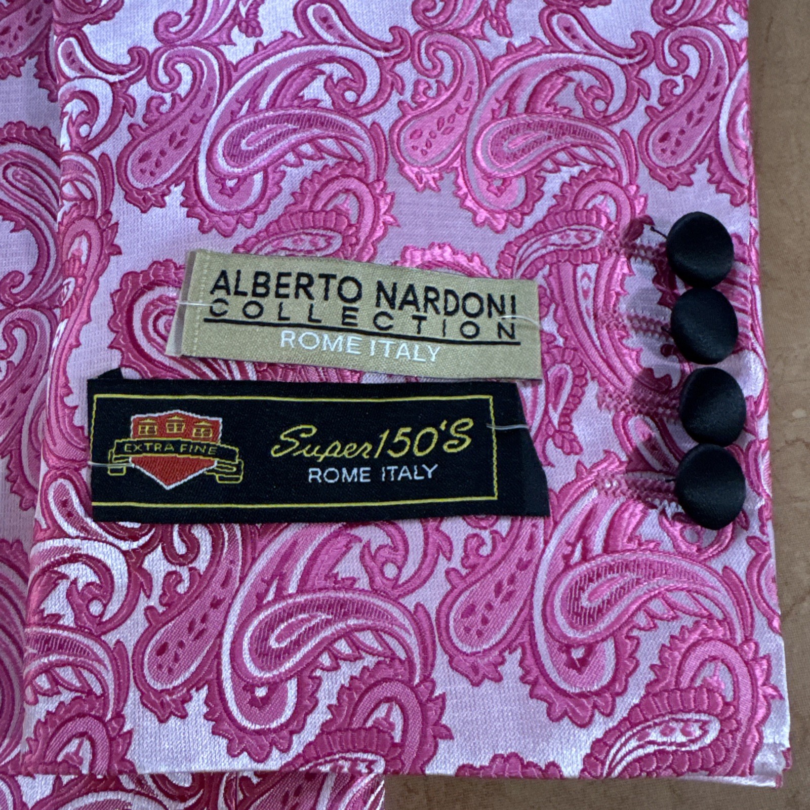 NEW Alberto Nardoni Pink Paisley Tuxedo Jacket Sz Prom Wedding Blazer NWT