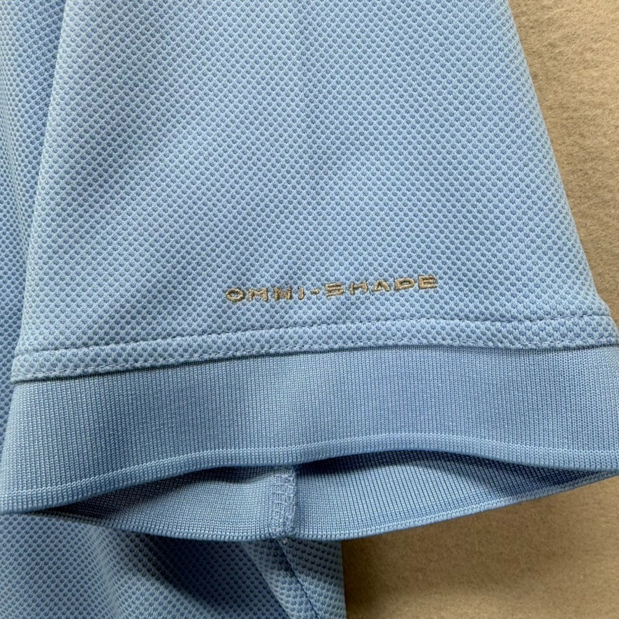 Columbia PFG Polo Shirt Mens Large Blue Omni-Wick Omni Shade Golf Performance