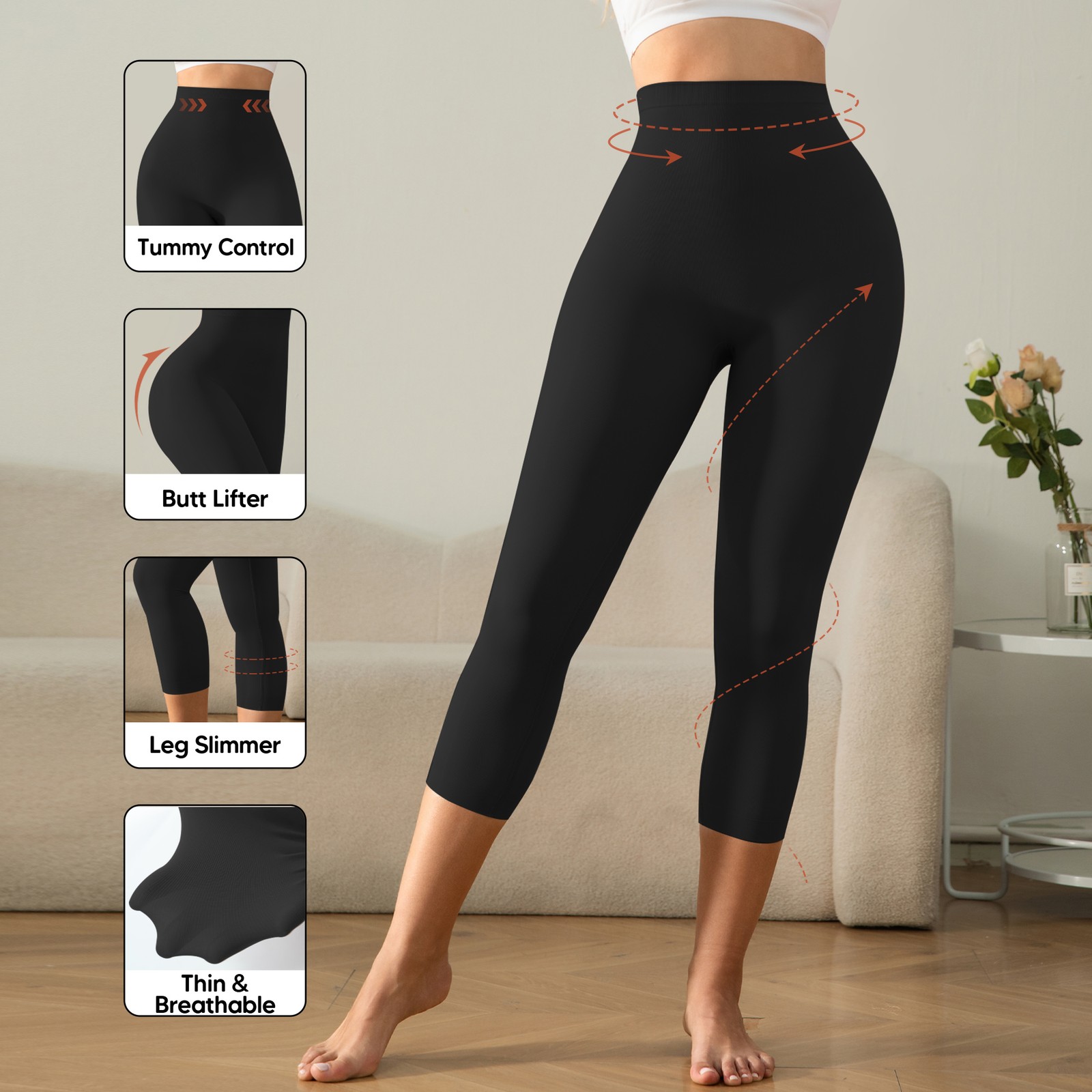 Women Slimming Anti Cellulite Compression Leggings Leg Shaper High Waist Capris