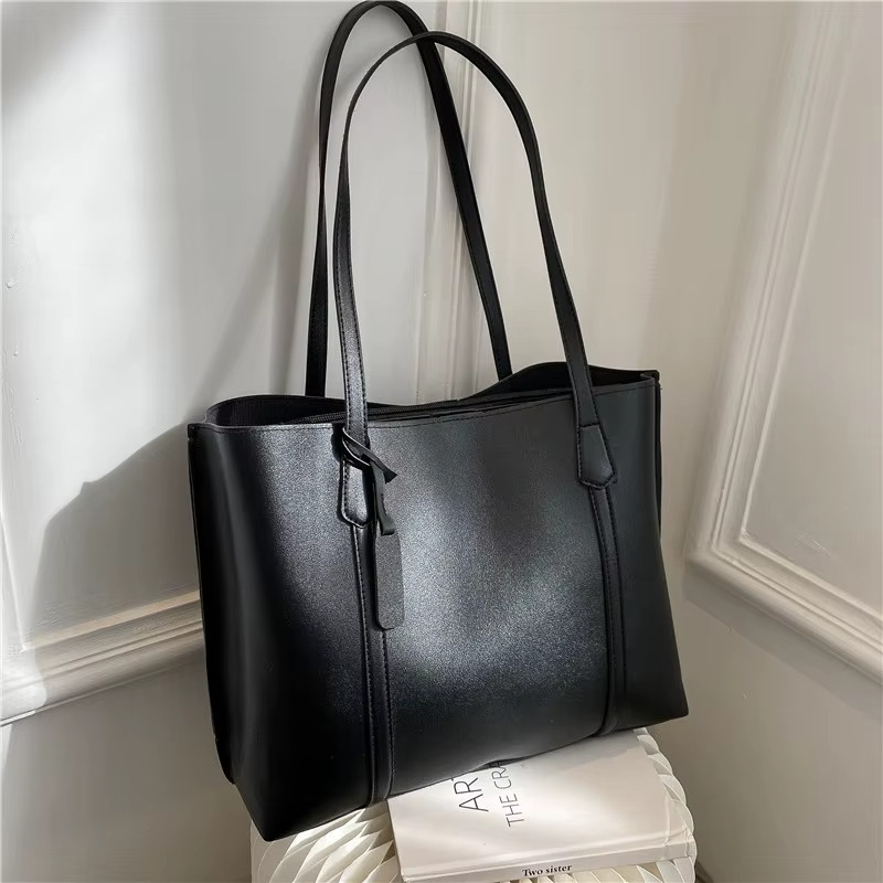 Minimalist Womens Casual Leather Tote Bag Large Capacity Shoulder Shopper Bag
