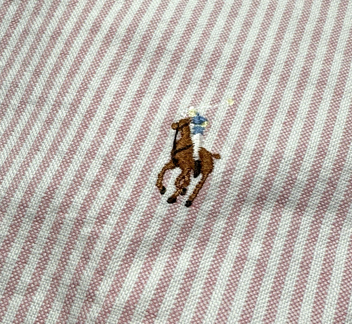 Vtg 90’s Polo Ralph Lauren Striped Button Up 16 1/2-35 Pink Preppy Flesh Pony