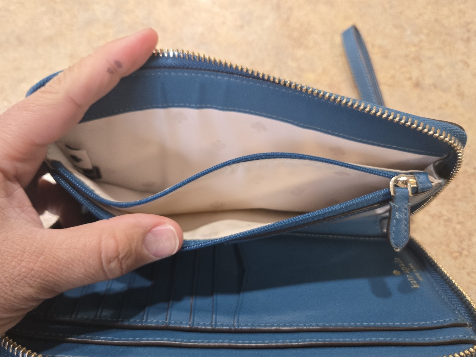 Kate Spade Staci Large Continental Wallet Dark Peacock Saffiano Leather Read EUC