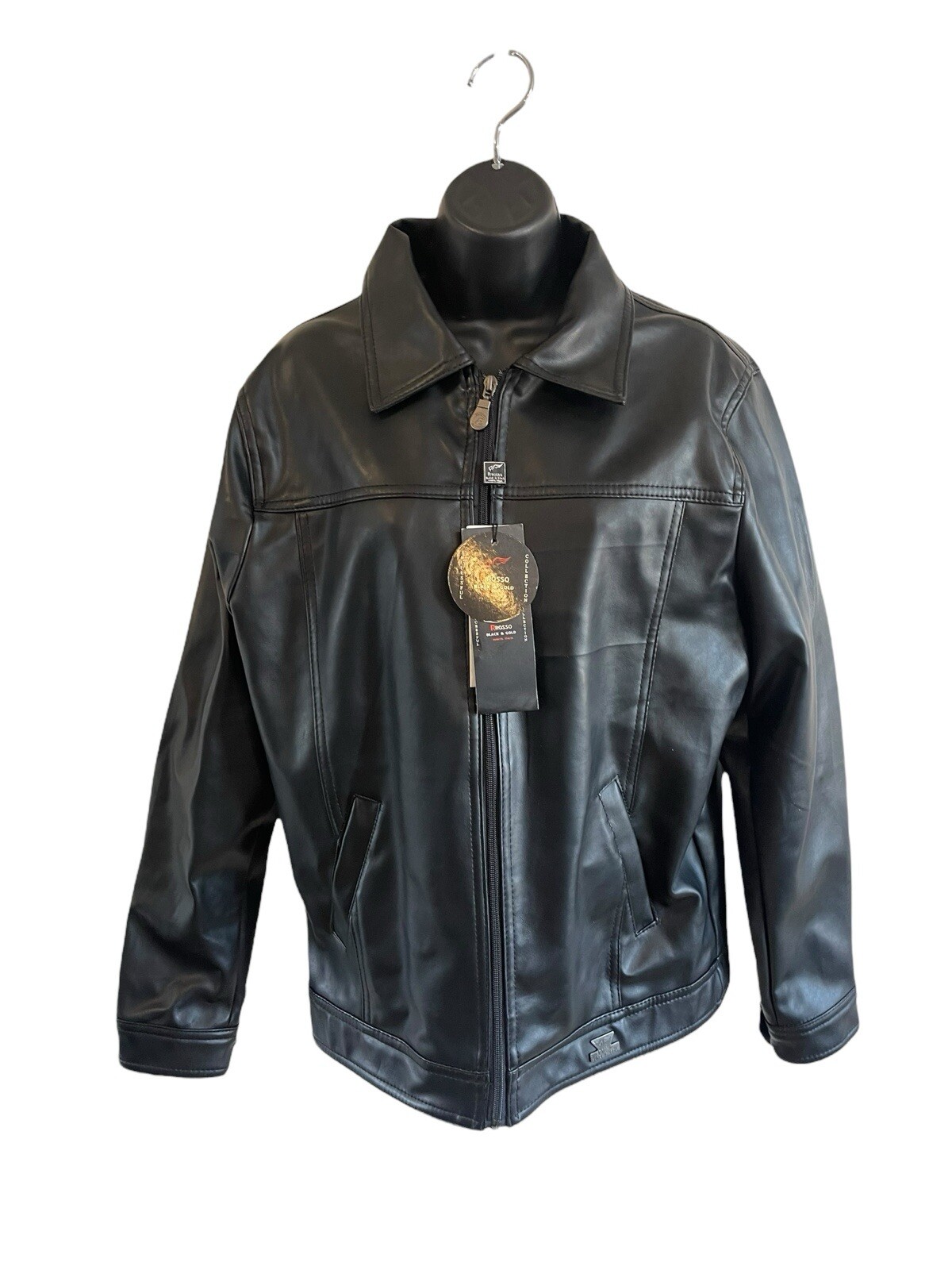 R Rosso Women’s Leather Jacket Size M NWT Black Zip Up