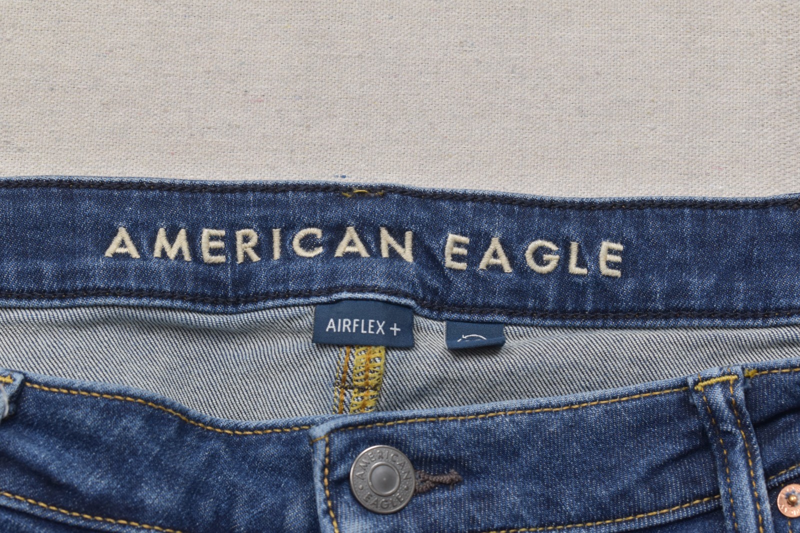 American Eagle Airflex+ Athletic Straight Men Jeans Blue Wash Size 42×32 Cotton
