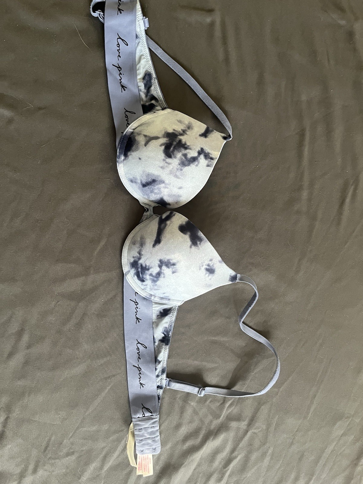 PINK Victoria’s Secret T-Shirt Bra 36DD BabyBlue/Black Tie Dye Underwire Padded