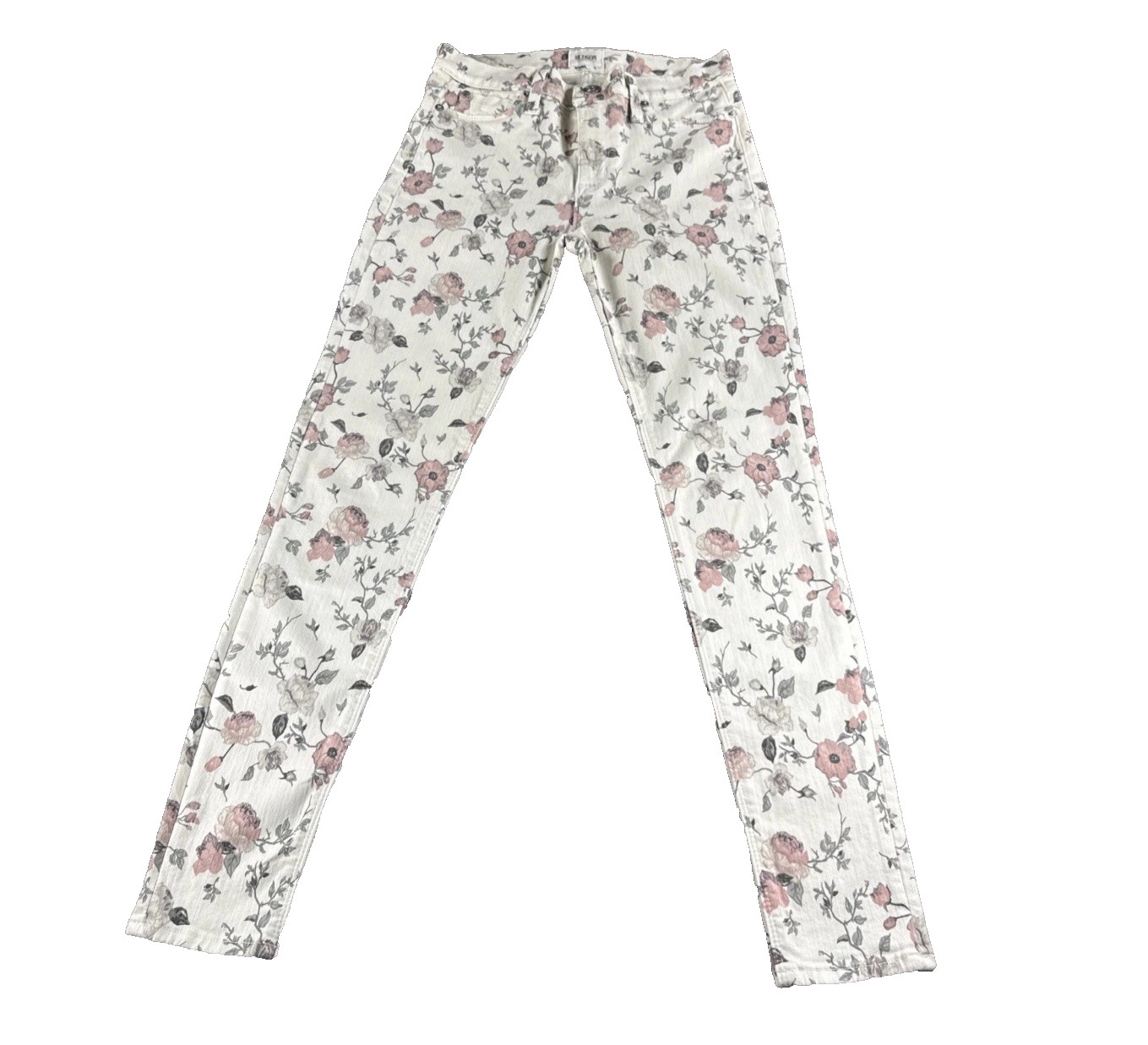 HUDSON Nico MidRise Super Skinny Jeans Suay Pink Floral Print Ankle Size 26