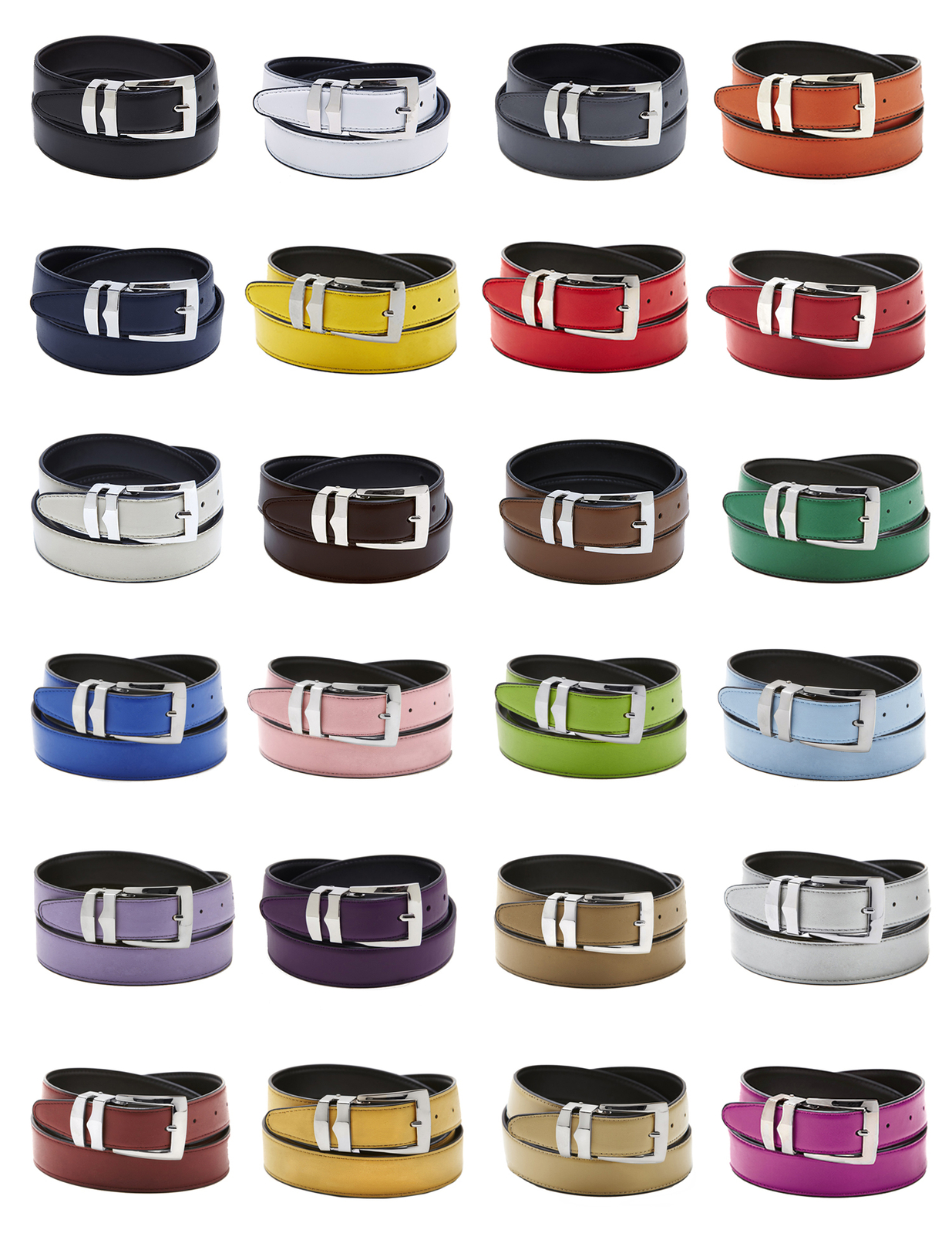 Men’s Belt Reversible Bonded Leather Belts Silver-Tone Buckle Extra Large Sizes
