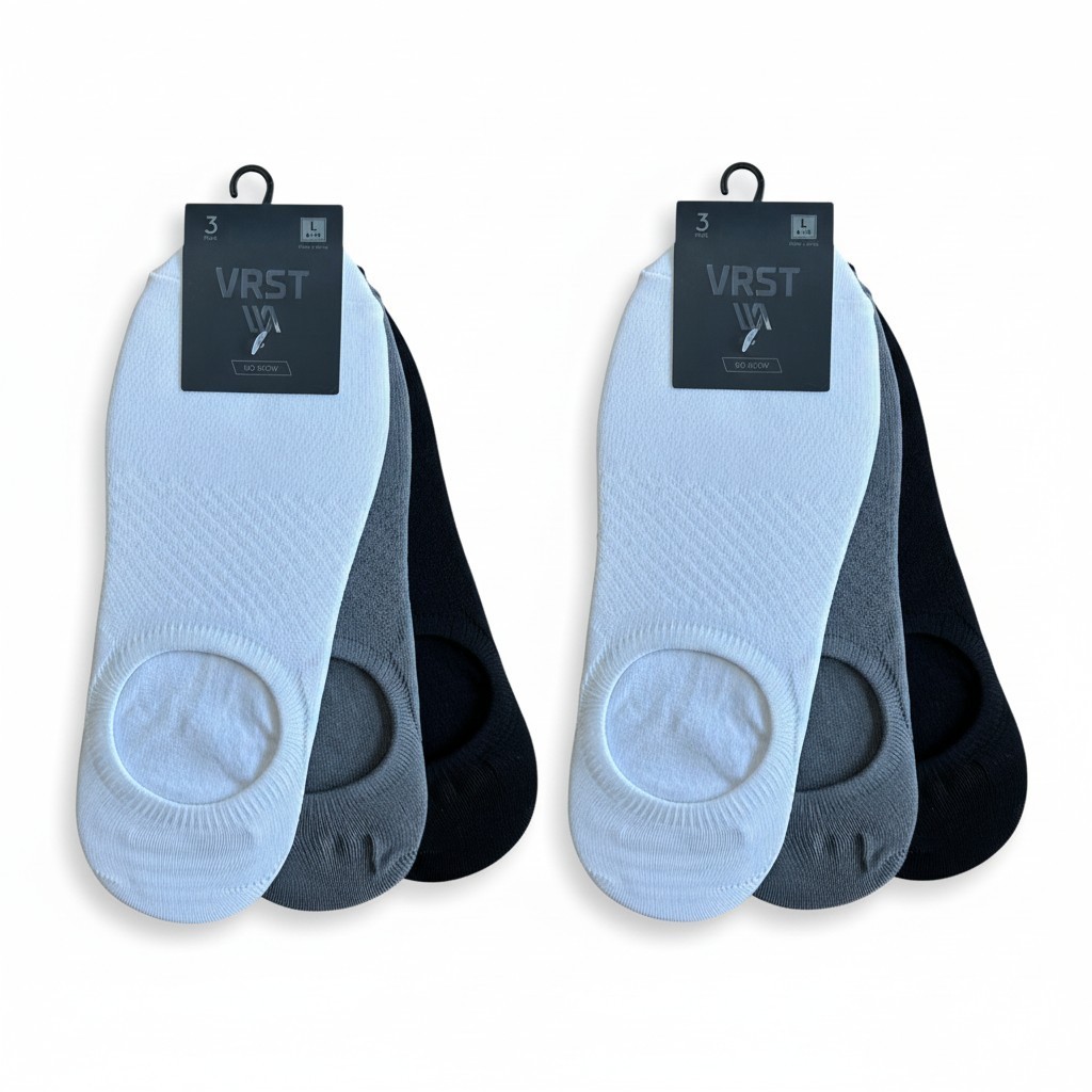 2× VRST No-Show Liner Socks Men’s L 8-13 White Black Gray 3-Pack (6 Pairs) NWT