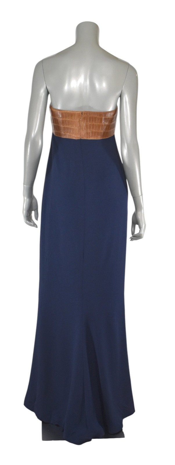 Ralph Lauren Purple Label Navy Silk Alligator Bodice Gown Dress New $11K