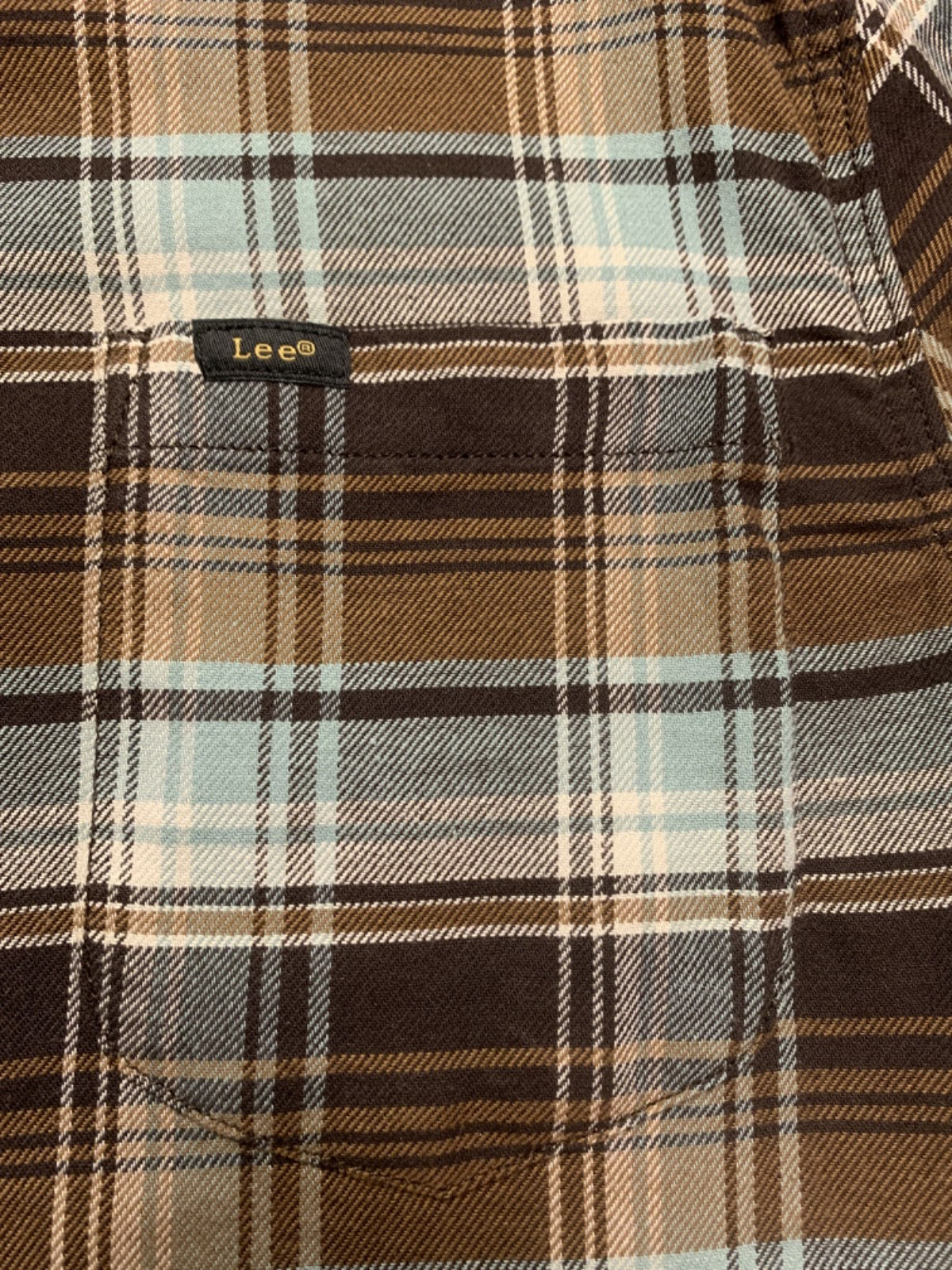 Lee 98% Cotton/2% Elastane Brown/Blue Plaid Flannel Shirt Size M