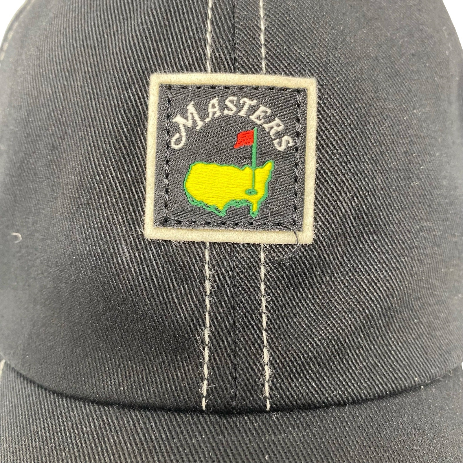 Masters Tournament Golf Hat Black Contrast Stitch Adjustable Strap Cap