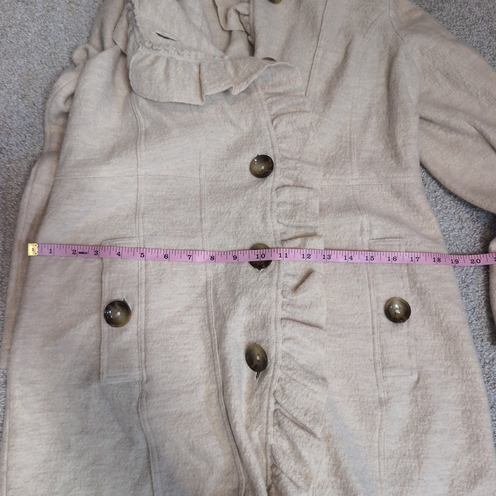 Ruffled Button-Front Merino Wool Coat Fairycore