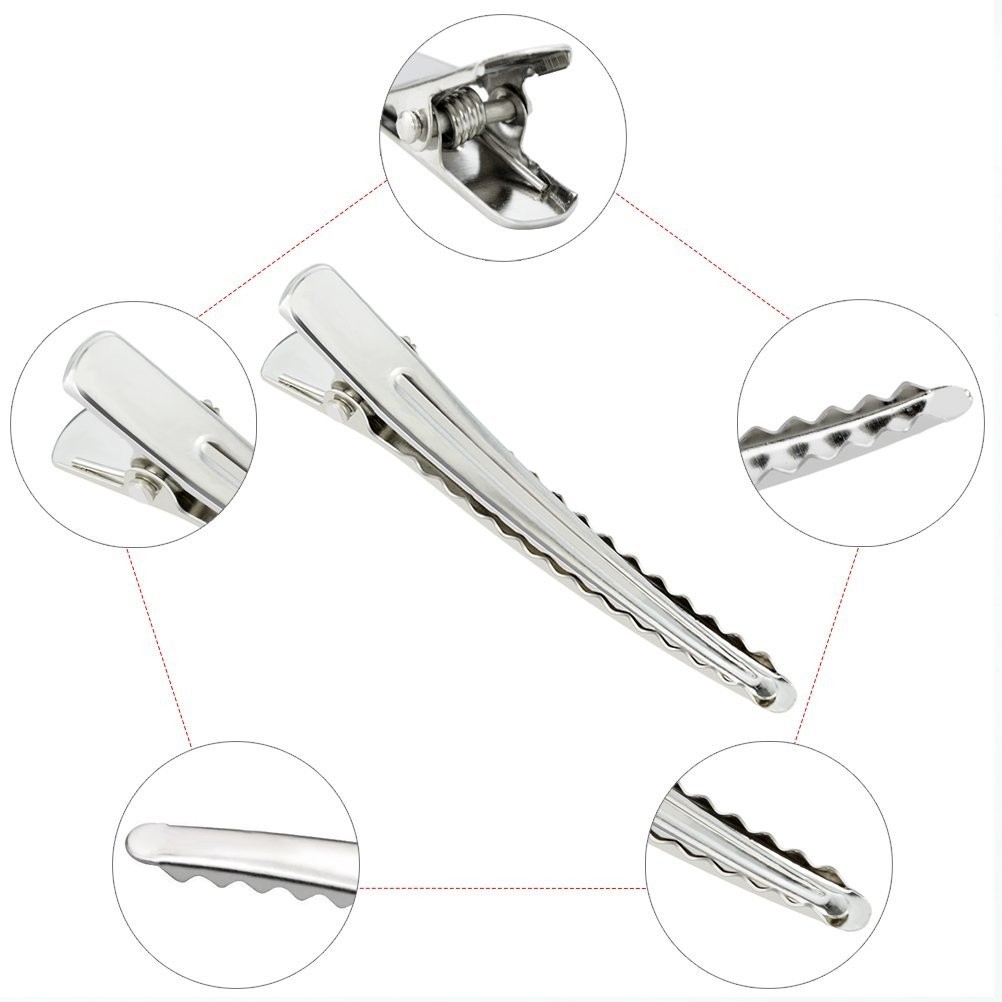 50 Pack 2.36 In Hair Clips Silver Metal Alligator Hair Pins Teeth Bows Hair