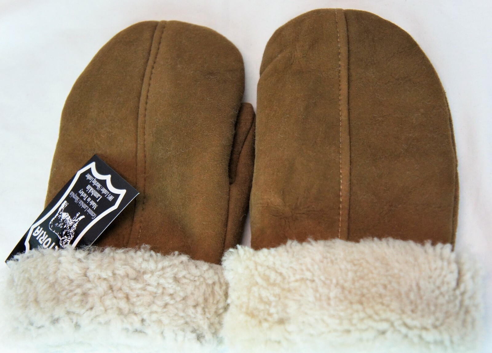 REAL GENUINE SHEEPSKIN SHEARLING LEATHER MITTENS UNISEX TOFFEE BROWN SUEDE S-2XL
