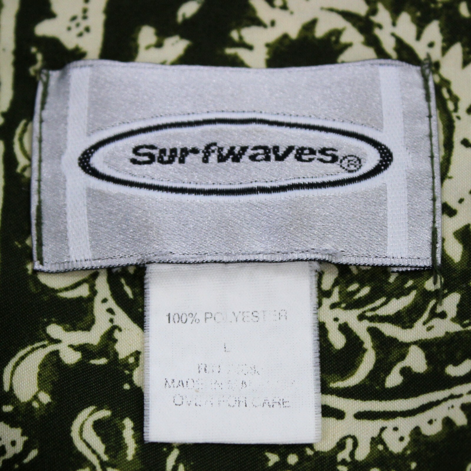 Surf Waves Hawaiian Shirt Mens L Chest 47 in Retro Green Paisley Soft Aloha