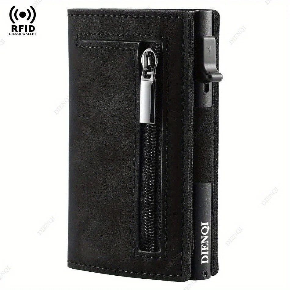 Magnetic RFID Blocking Pop Up Wallet for Men Leather Credit Card Holder Slim