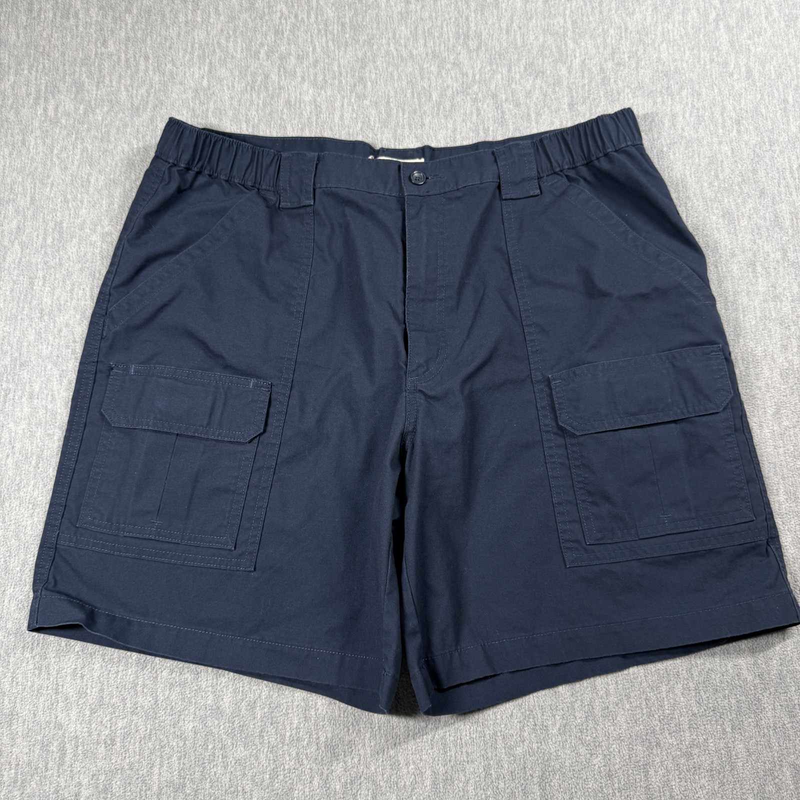 Savane Shorts Mens W38 Navy Blue Elastic Waist Cargo Cotton Blend Casual Short