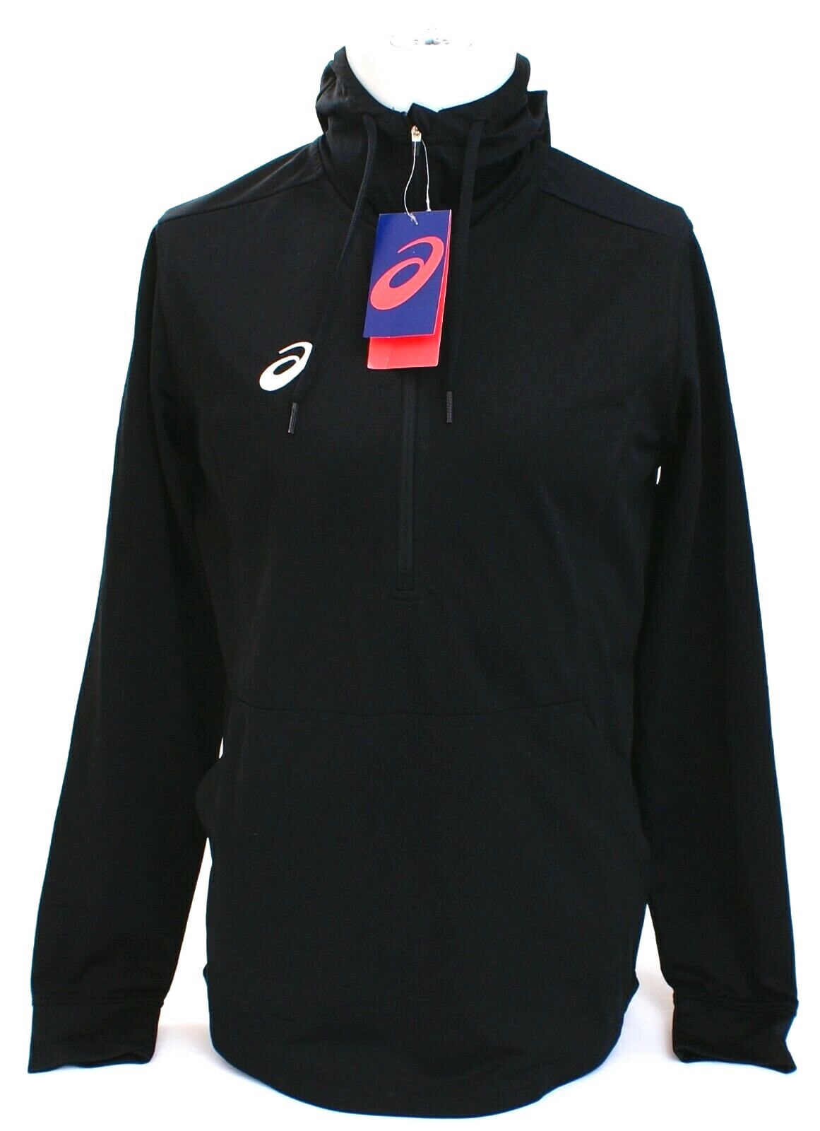 Asics Black Tricot 1/2 Zip Lightweight Hoodie Men’s NWT