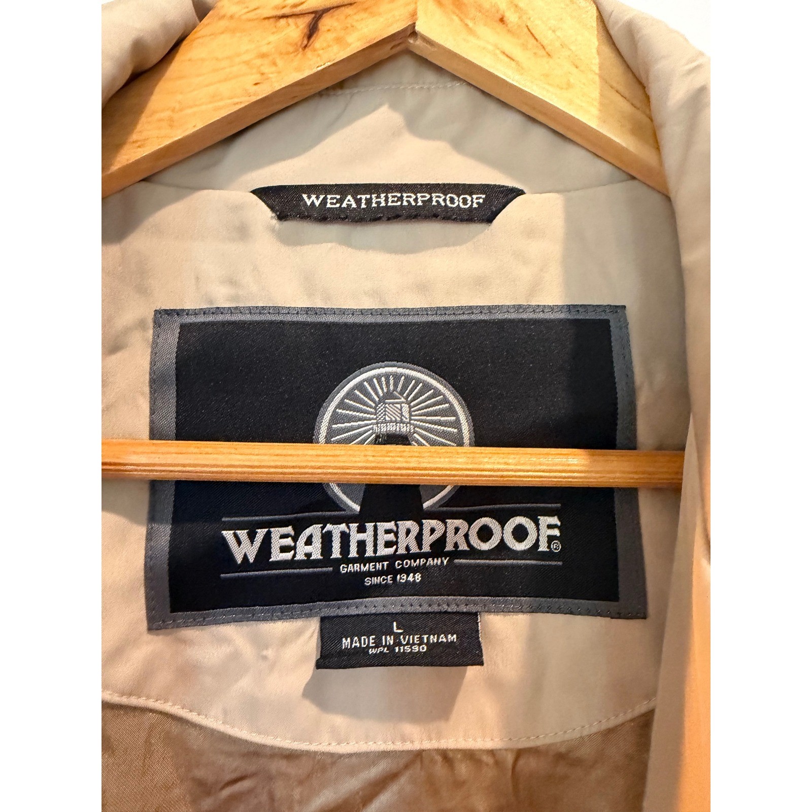 Weatherproof Garment Co Mens Large Tan Khaki Microfiber Golf Jacket Windbreaker