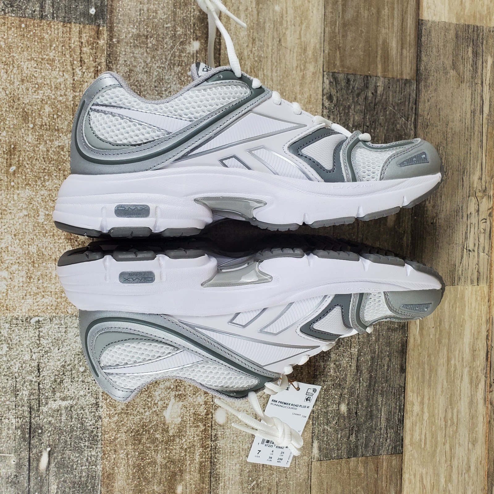 Reebok Premier Road Plus VI Mens Shoes Sz 7 White Gray Lace Up Low Top Sneakers