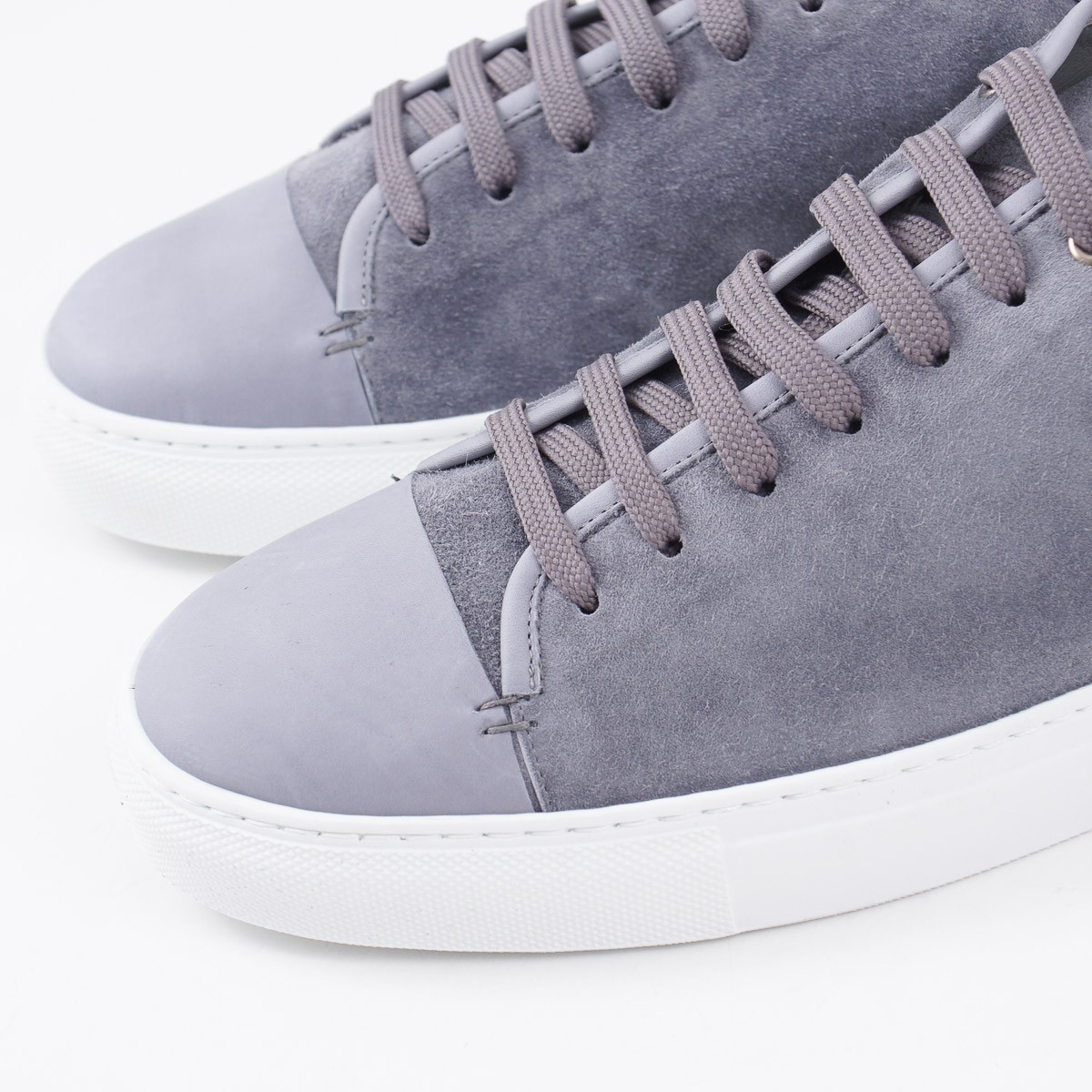 Brett Johnson Low-Top Gray Calf Suede and Leather Sneaker US 9.5 (Eu 42.5) Shoes