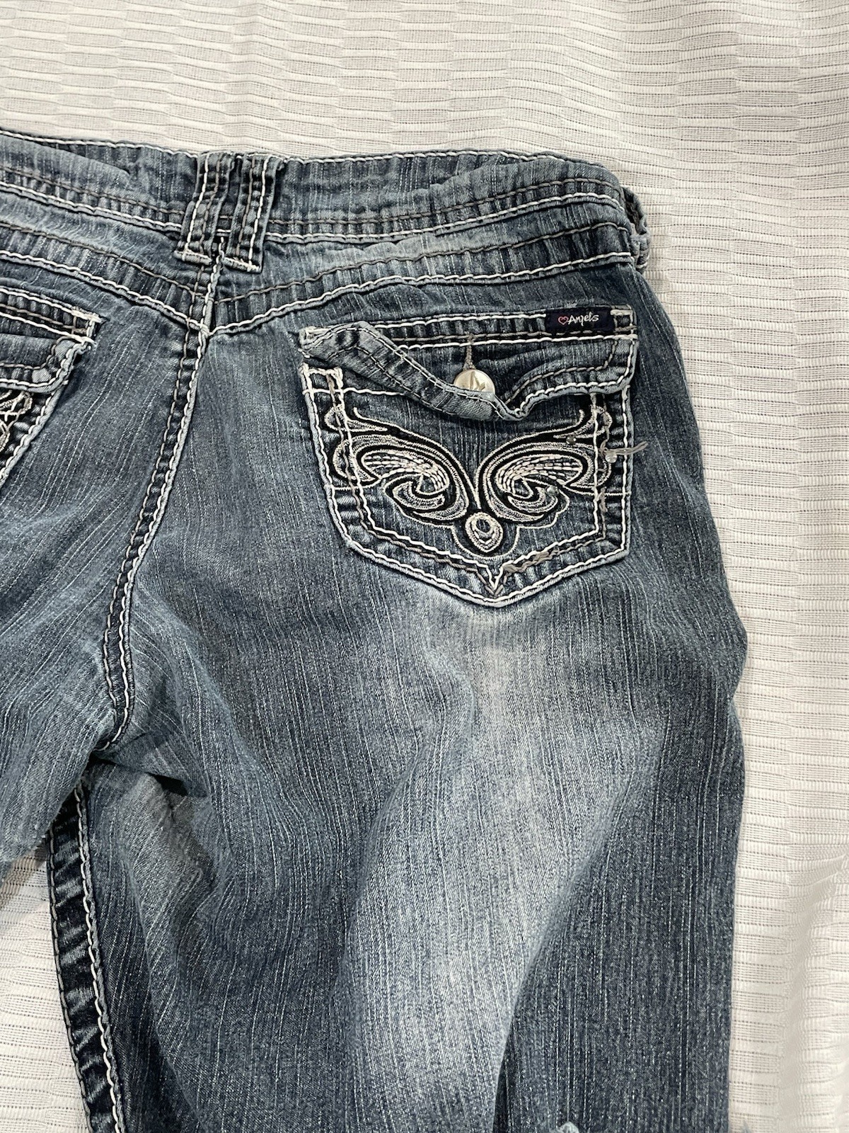 Angels Womens Size 11 Custom Cut Off Denim Shorts Frayed Raw Hem Blue Jeans W31