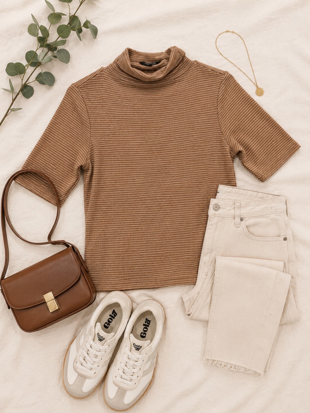Banana Republic Women’s Brown/White Striped Cowl Neck Knit Top Stretch M