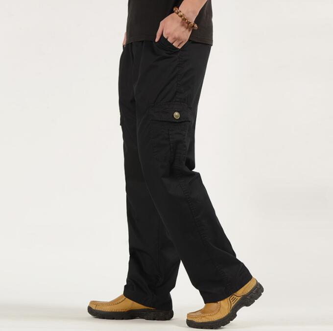 New Men Straight cargo pants middle aged Dad Loose Casual elastic Trousers Long