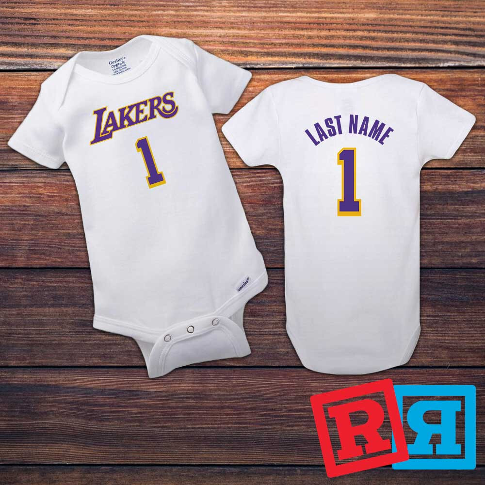 Personalized Los Angeles LA Lakers Gerber Baby Onesie® Cotton Custom Bodysuit