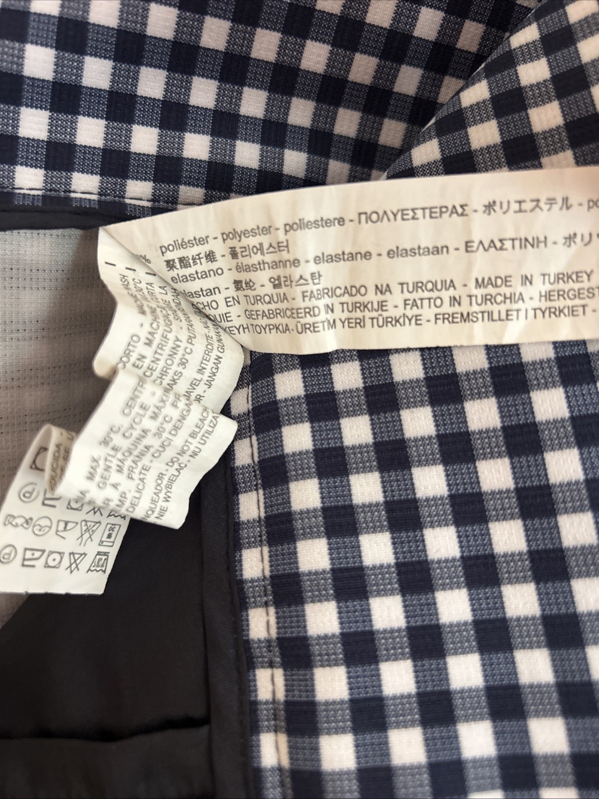 Zara Dress Pants Womens Blue White Gingham Stretch Sz 8 Slim Skinny