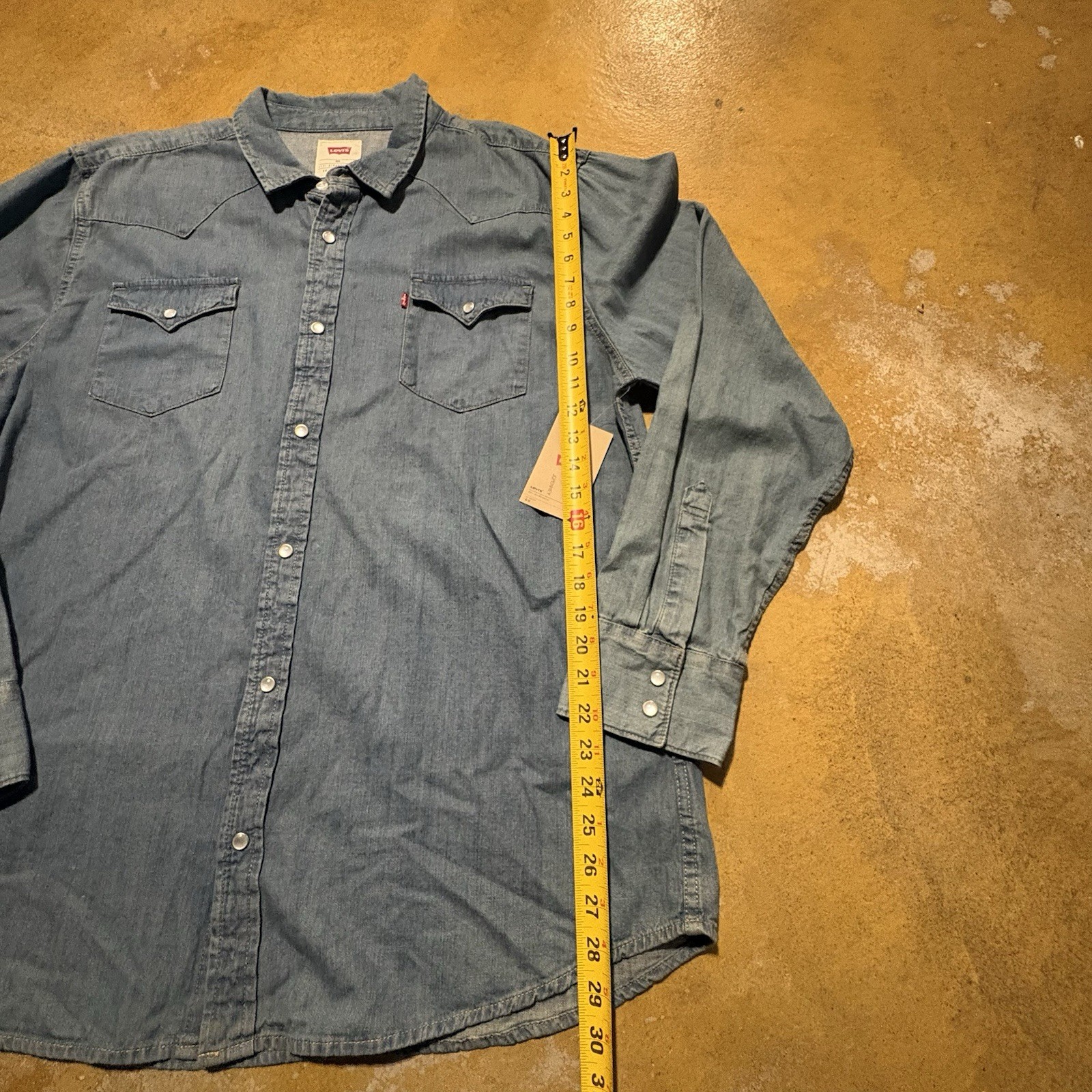 Levi’s XXL Classic Casual Sawtooth Denim Western Shirt Medium Blue 3LYLW2262 NWT