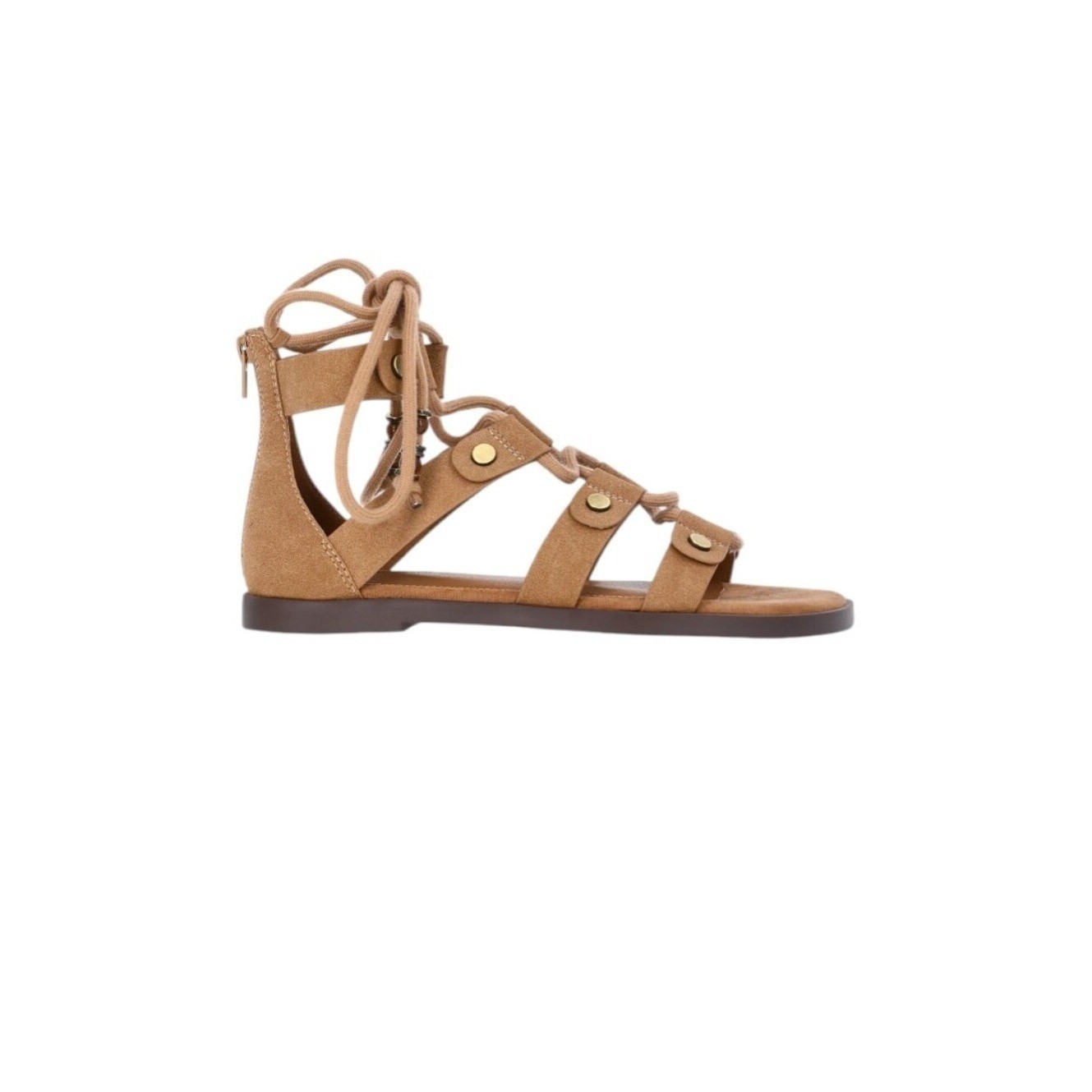 Lace-Up Gladiator Faux Suede Sandals Cognac Brown Size 11 New NWT