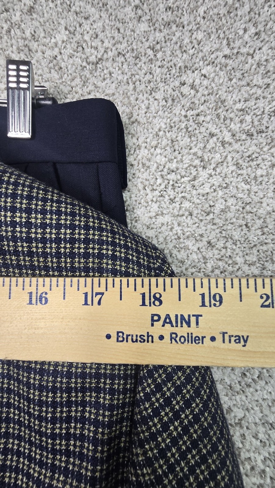 Vintage Corporate Image Suit Mens 44 Gray Blue Plaid Wool Sport Coat Pants 32×29