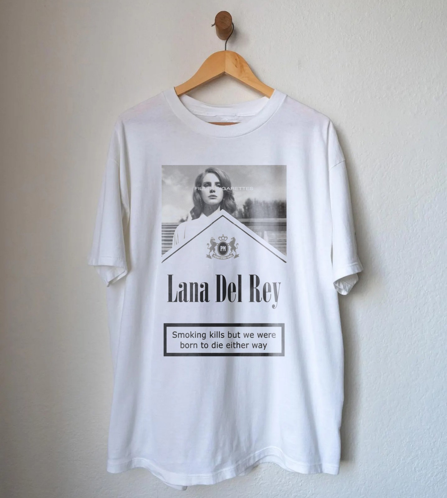 Lana Del Rey Rockwell Smoking White Heavy Cotton T-Shirt