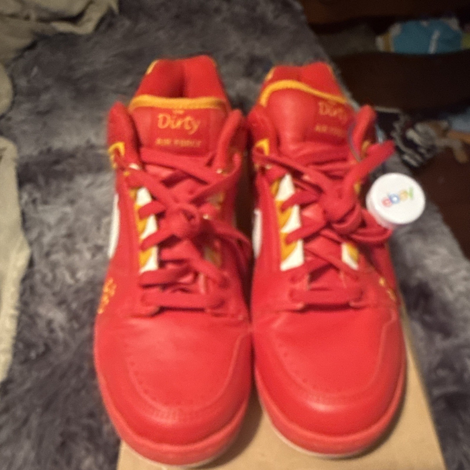 Nike Air Force 1 Low Top Men’s Sneaker Red Yellow White Lace-Up Solid