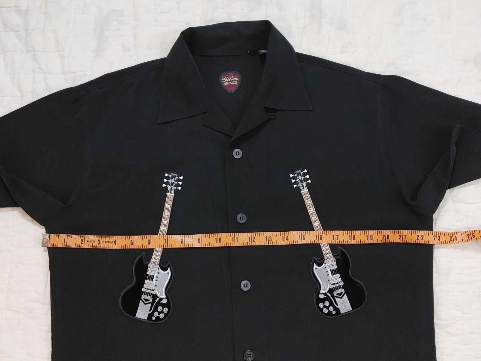 Gibson Tour Wear Shirt Mens M Black Hard Rock Cafe Guitars Embroidered San Anton