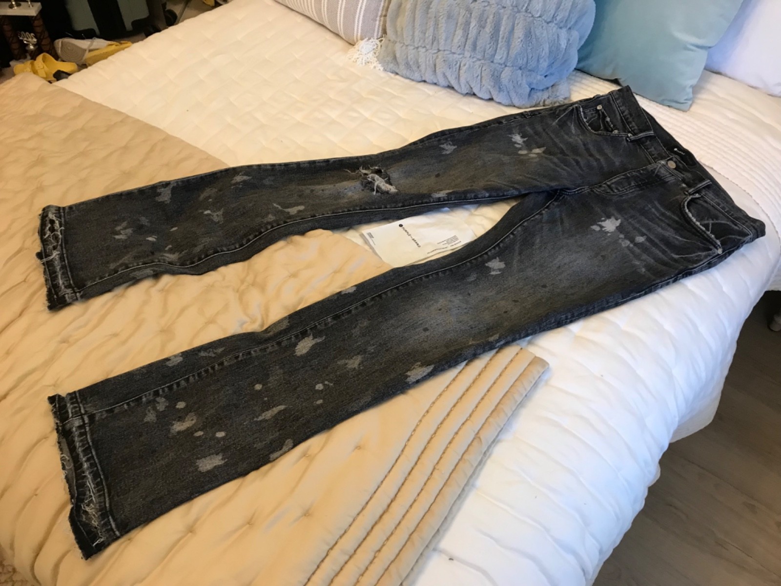 Purple Brand Jeans P004 Boot Cut men’s size 34 Black Distressed Denim nice clean