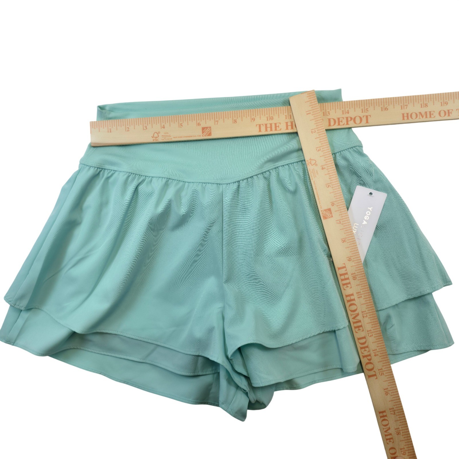 YOGALICIOUS LUX Lightstreme Flirty 2 in 1 Skort Shorts Aqua Teal XL NWT