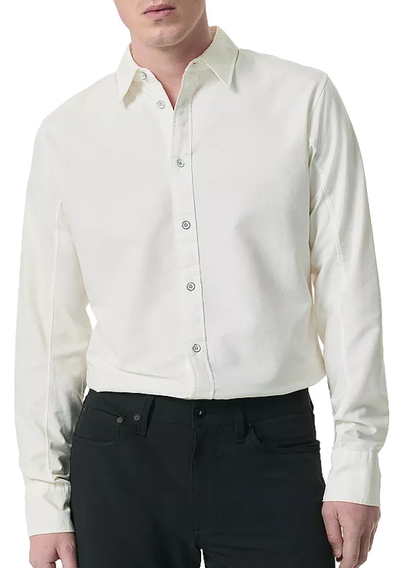 Rag & Bone mens Tomlin Stretch Dobby Button Front White Shirt – Large -msrp $198